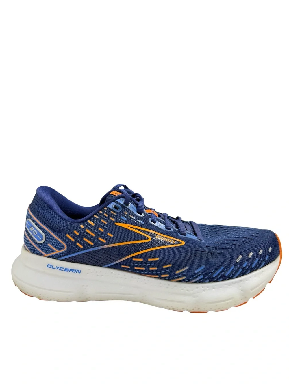 Brooks Glycerin 20 Mens 10 D Blue Orange Cushioned Running Shoes 1103821D444